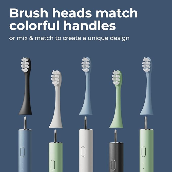 Oday Recyclable Plant-Based Electric Toothbrush Heads, Long-Lasting Replacement Brush Heads, Compatible Only with Sonic Electric Toothbrush Blue - Pack of 3