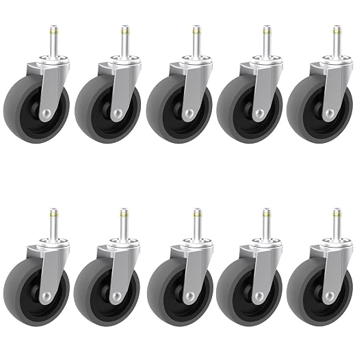 RILIDRI Replcament Casters for Brute Trash Bin Dolly Set of 10, 3-Inch Trash Can Dolly Replacement Wheels(375LBS-2)
