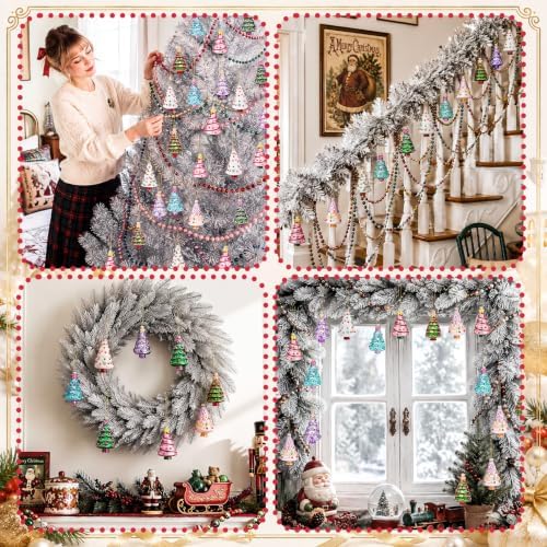 Sosation 8 Pcs Vintage Mercury Glass Christmas Tree Ornaments Tree Decor