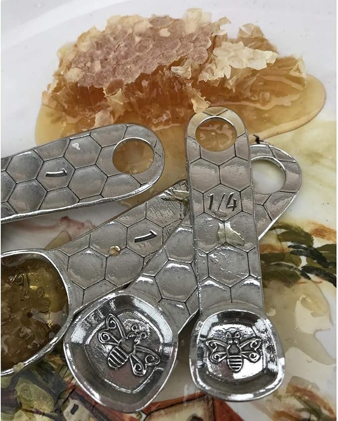 Crosby & Taylor Honeybee Pewter Measuring Cups and Spoons Super Post Set