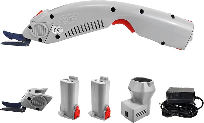 WBT-1 Electric Scissors for Cutting Fabric Cordless Electric Fabric Scissors Cloth Cutter with 2 Blades (2 Batteries)