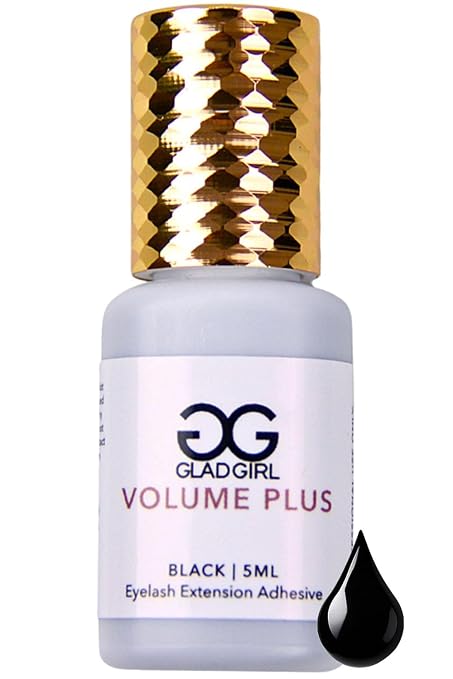 GladGirl False Eyelash Extension Glue - Volume Plus 5ml - Fast Dry Time of 1-2 Seconds - Maximum Eyelash Extension Bond - Ultra Black