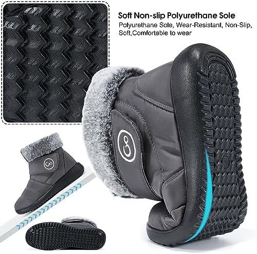Aomigoct Women Winter Snow Boots: Fur Lined Warm Slip On Boots for Women Waterproof Booties Comfortable Outdoor