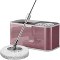 Stainless Steel Spin Mop Bucket Set with 5 Microfiber Mop Heads (Purple) | 360° rotating mop head, adjustable handle, rolling wheels, cleans tile, hardwood & laminate floors