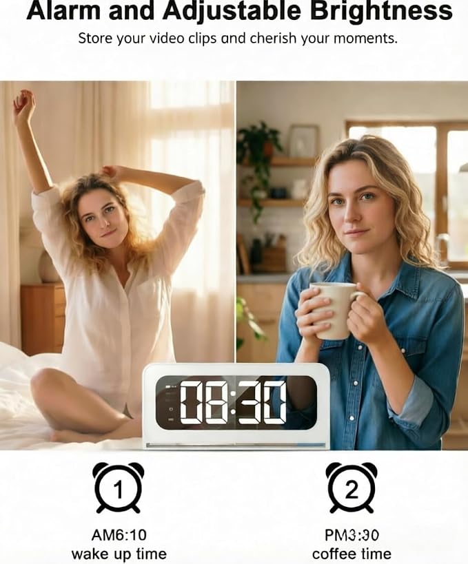 2K Alarm Clock Camera, 5G & 2.4G WiFi Indoor Nanny Cam for Home Security, Full Color Night Vision, AI Human Motion Detection, Local SD Storage