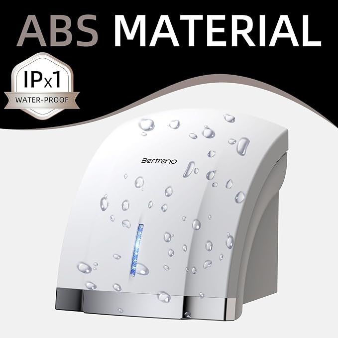 Commercial Hand Dryer Electric Compact Hand Dryer for Bathrooms Commercial 1800W High Speed Hand Dryer with Hot Cold Air and Noise Reduction 110V White
