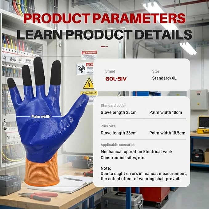 Electrical Gloves for Men - 400V Low Voltage Insulated Electrician Safety Glove, Flame Retardant, Arc Resistant, Anti Slip Rubber Work Gloves (Large)