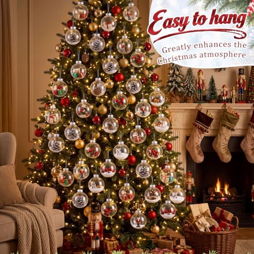 Wettarn 50 Pcs 3.15" Clear Plastic Disc Ornaments