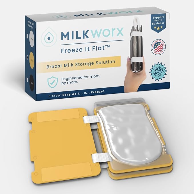 Freeze It Flat Breastmilk Freezer Organizer (Yellow, Double 1pk) | Freezes breast milk bags flat for stacking, doubles freezer storage space, works with top milk bag brands, easy wipe clean