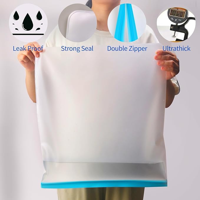 8 Pcs 3 Gallon Reusable Food Storage Freezer Bags, Large Capacity, BPA Free Reusable Food Pouches, Used For Home Food Storage And Camping (Multicolor 8 Pack)