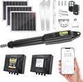 TOPENS XD851S Smart Gate Opener for Heavy Duty Solar Single Swing Gates Up to 18ft, Automatic Gate Opener with App Control AC Powered with Remote Control Kit Solar Panel Included