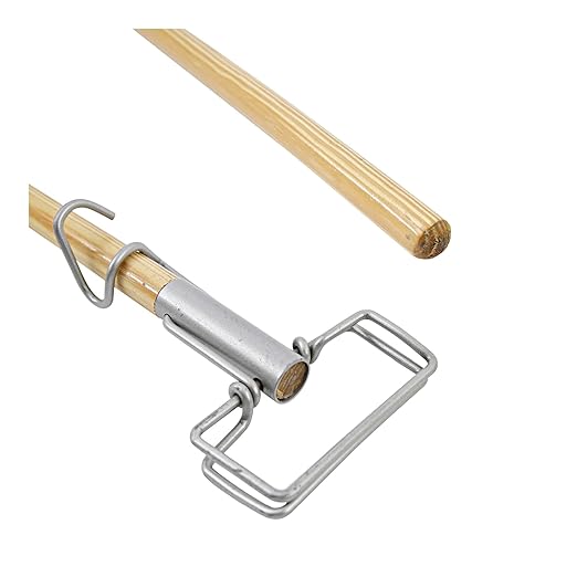 Boardwalk BWK609 Spring Grip Metal Head Mop Handle for Most Mop Heads, 60" Wood Handle
