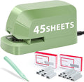 Electric Stapler for Desk Value Pack, 45 Sheet Capacity, Includes 1500 Staples & Staple Remover, No-Jam, Faster Stapling, AC Adapter Powered, Saga Green