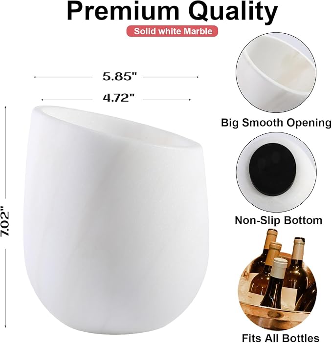 BCS Marble Wine Bottle Chiller Bucket - Versatile Wine & Champagne Chillers for Bottles - Applicable to Kitchen Utensil Holder That Also Serve as Lamp Shade