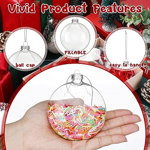 Liliful 24 Christmas Clear Glass Ornament Crafts DIY for Christmas Tree 3"