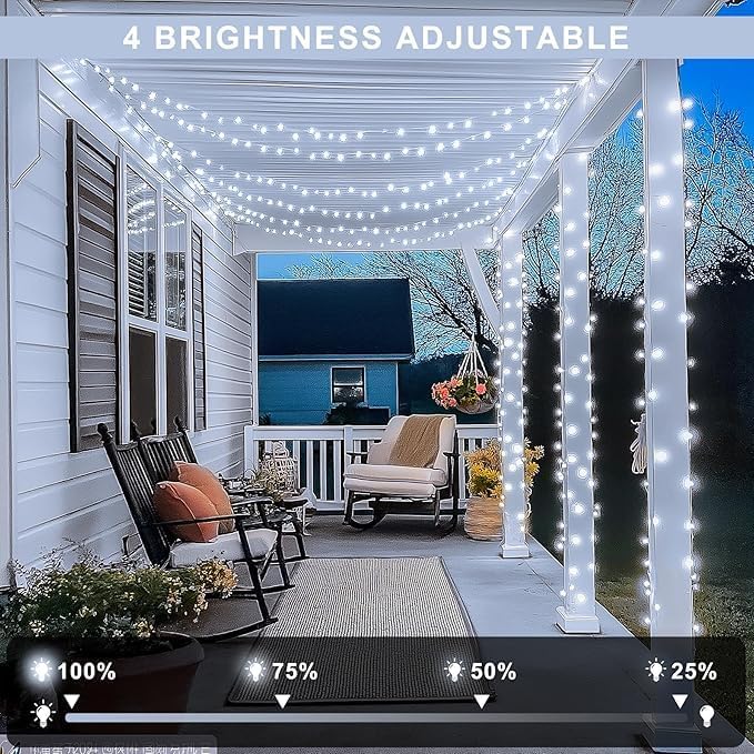 JMEXSUSS 168FT 600 LED White Christmas Lights Outdoor with Remote