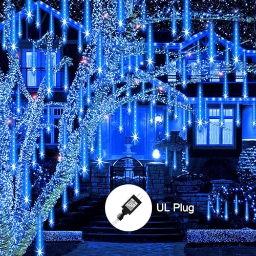 Aukora Outdoor Christmas Lights,UL Certified Meteor Shower Lights Blue