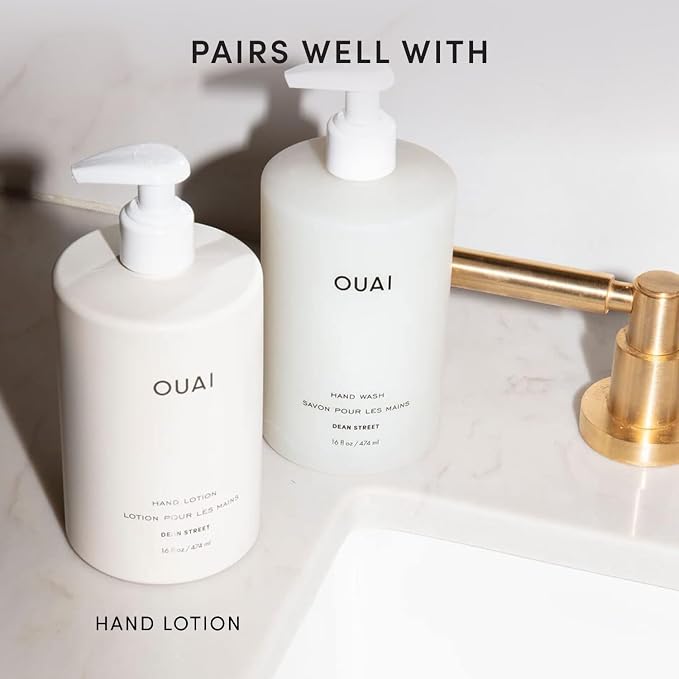OUAI Hand Wash, Dean Street - Liquid Hand Soap with Jojoba, Avocado, & Rose Hip Oil for Replenished Skin - Gentle Exfoliating Kitchen & Bathroom Soap (16 Fl Oz)