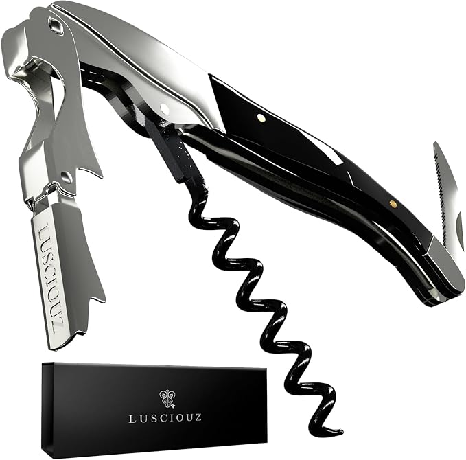 LUSCIOUZ Zero Resistance THE HELIX Elite Corkscrew Silent Wine Bottle Opener Waiters Corkscrew Wine Key (6-Coil Long Corkscrew)