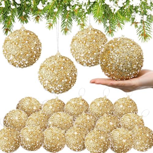 Lyrow 24 Pcs 4" Christmas Ball, Gold