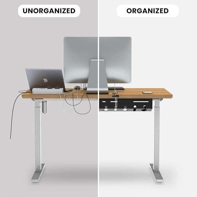 UNITEDPOWER Cable Management Tray, 2-Pack Metal Power Strip Holder for Under Desk Wire Cord Organizer, Office/Home，Black