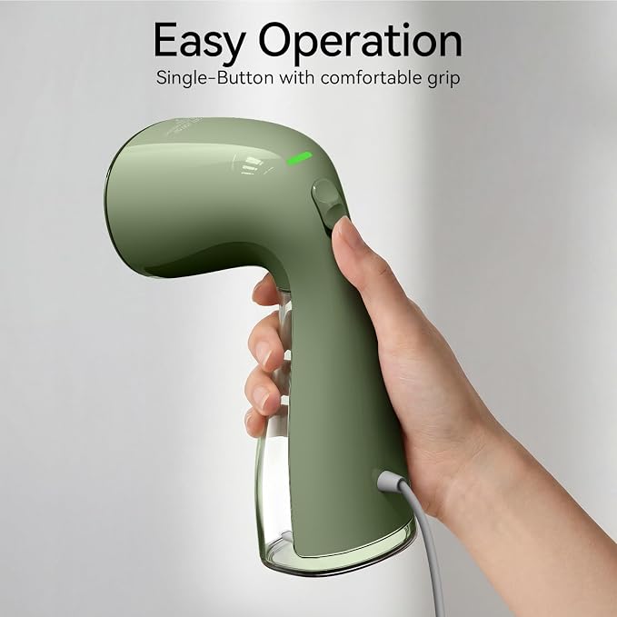 HiLIFE Steamer for Clothes, Portable Handheld Design, 240ml Big Capacity, 700W, Strong Penetrating Steam, Removes Wrinkle, for Home, Office and Travel(ONLY FOR 120V) (Olive Green)