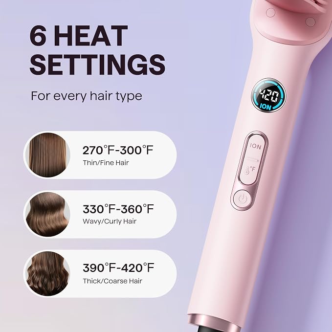 Wavytalk Hair Straightener Brush, Sleek Sweep Ionic Straightening Brush, Anti-Scald Ceramic Straightener Comb with LED Display for Super Smooth Hair, Dual Voltage, Pink.
