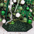 XmasExp Christmas Tree Collar, 33.5 inch Sequin Tree Skirt Stand Base Cover for Home Decor, Large Size 6 Piece, Green