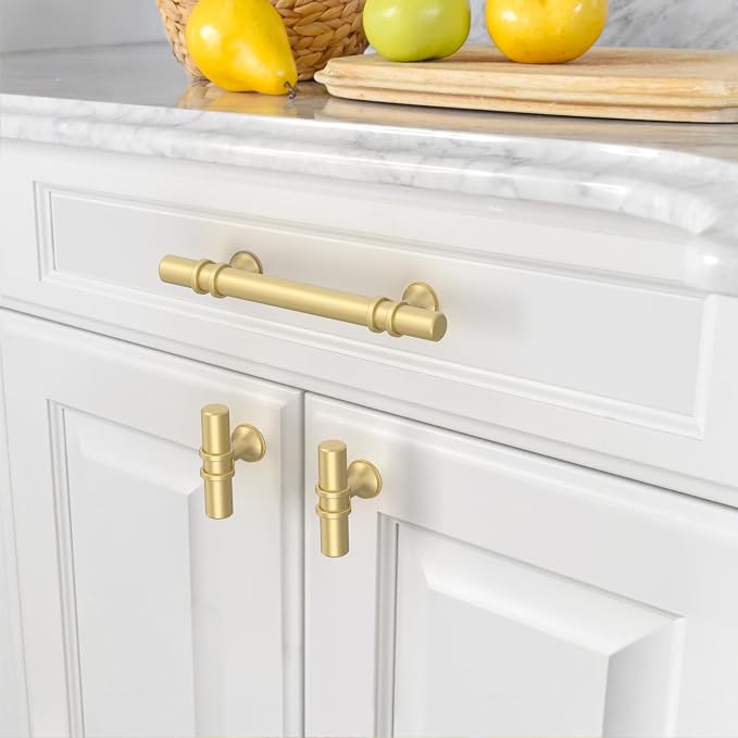 Asidrama 10 Pack 3.75 Inch(96mm) Brushed Gold Kitchen Cabinet Handles, Cabinet Pulls Kitchen Cabinet Hardware Cupboard Handles Drawer Pulls