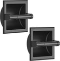 FORIOUS Recessed Toilet Paper Holder, Stainless Steel Durable Tissue Roll Holder Wall Mount for Bathroom Space Saving Design with Mounting Bracket, 2 Pack Matte Black
