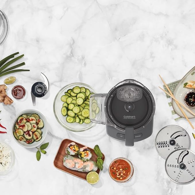 Cuisinart 9-Cup Continuous Feed Food Processor with Fine and Medium Reversible Shredding and Slicing Disc, Universal Blade, Continuous-Feed Attachment, and In-Bowl Storage (Gray)