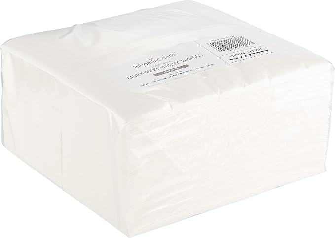 100 Pack Disposable Guest Towels for Bathroom, Linen-Feel Hand Towels | Thick and Absorbent Cloth-Like Paper Napkins, Made in USA, White, 12x17 in, for Parties, Weddings, Events, Guest Bathrooms
