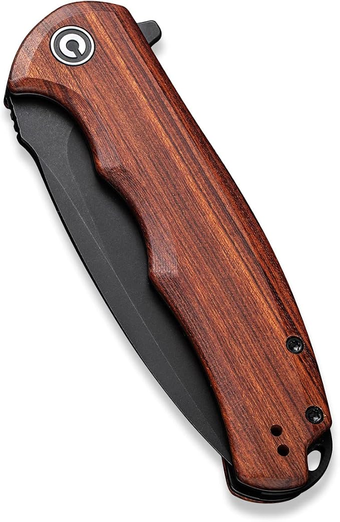 CIVIVI Praxis Folding Pocket Knife, 3.75" Blade Wood Handle C803H | Full-size, Smooth Action, Comfortable Grip, Liner Lock, Deep Carry Reversible Clip for EDC
