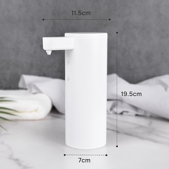 Automatic Soap Dispenser Stainless Steel with Sensor Infrared Soap Dispenser Electric IPX5 Waterproof USB-C Charging Motion Sensor for Kitchen & Bathroom, 9oz (White)