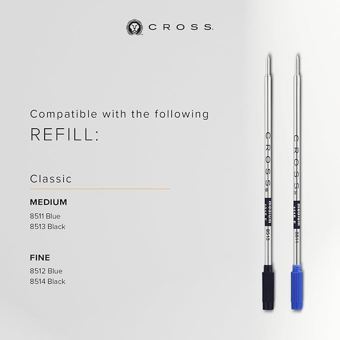 Cross Classic Century Lustrous Chrome Ballpoint Pen - Refillable Pen for Effortless Writing - Black Ink - Durable Construction - Premier Distinctive Look - Gift-Ready