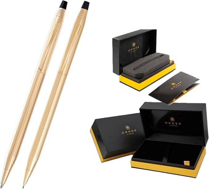 Cross Classic Century 23KT Gold Plated Ballpoint Pen & 0.7MM Mechanical Pencil Set.