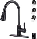 Kitchen Faucet with Air Gap: WOWOW Stainless Steel Kitchen Sink Faucet and Dishwasher Air Gap Kits for Kitchen Sink 2 or 4 Hole, Oil Rubbed Bronze Kitchen Faucet Combo with Sprayer