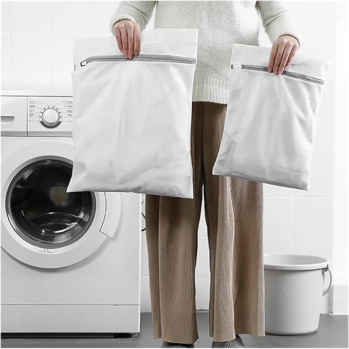 White Durable Large Washing Laundry Bag Mesh Organizer Net Dirty Bra Socks Underwear Shoe Storag Wash Machine Cover Clothes(Cw-30x40)