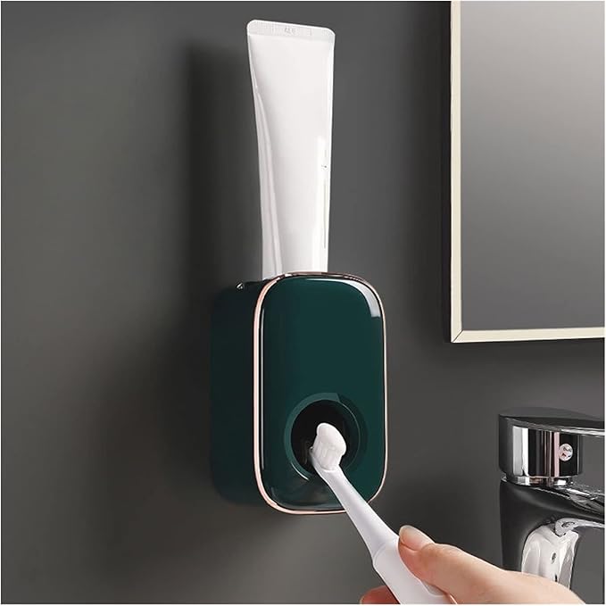 Toothbrush Rack Wall Mounted Toothbrush Holder Multifunctional Bathroom Storage Rack with Mouthwash Cup, Toothpaste Squeezer Kit Bathroom Toothbrush Holder(A)