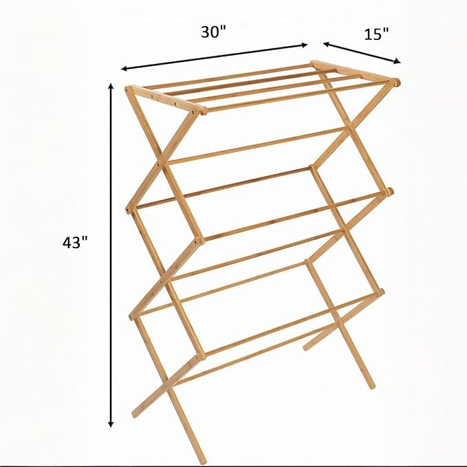 Collapsible Bamboo Drying Rack – Foldable Laundry Drying Stand for Indoor/Outdoor Use – Space-Saving Clothes Rack for Towels, Blankets & Delicates | Foldable Laundry Drying Stand for Indoor/Outdoor Use – Space-Saving Clothes Rack for Towels, Blankets &...
