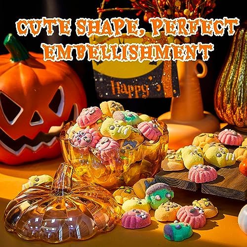2 Pcs Glass Pumpkin Candy Jar with Lid Halloween Fall, 70 Oz,70 oz, Amber