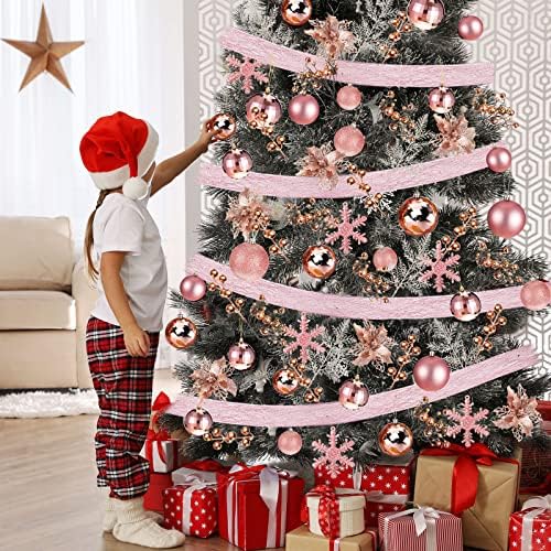 Sratte 94 Pcs Christmas Tree Ornaments Decoration Set, Rose Gold