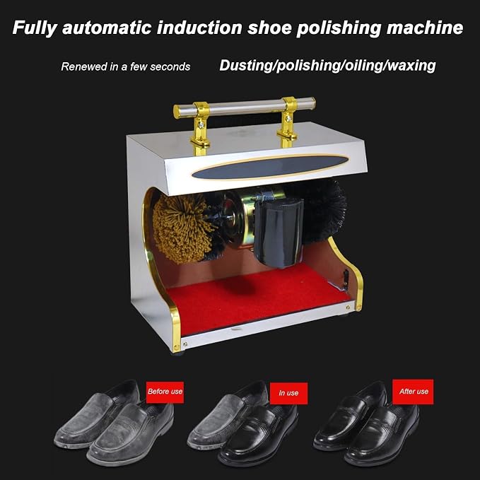 Shoe Polishing Machine, Electric Automatic Induction Shoe Shine Polisher for Home Use, Compact and Efficient Shoe Care Device