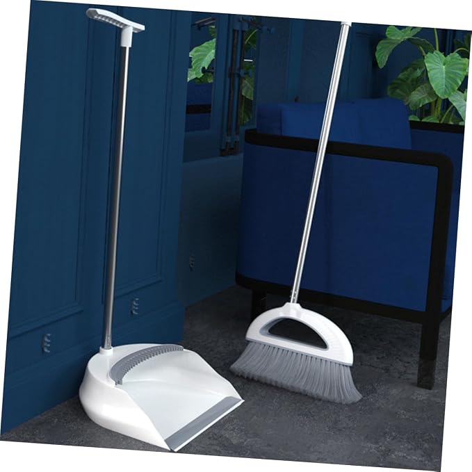 1set Broom and Dustpan for Home Ergonomic Handle Lightweight Hair Broom for Indoor Outdoor Cleaning for Sidewalks Garages Workshops and More