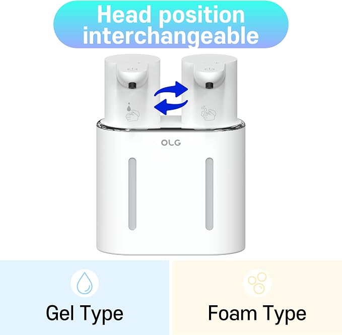 OLG Touchless Soap Dispenser - Automatic Hand - Dual Tank - 27 fl oz - Dish Detergent - Kitchen Bathroom - Foam and Liquid