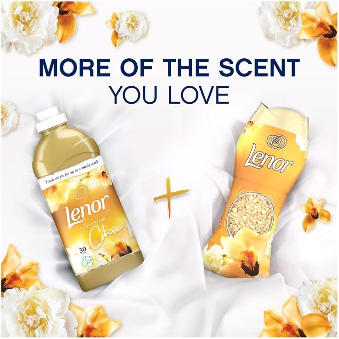 Lenor In-Wash Laundry Scent Booster Beads, 570g, Gold Orchid, A Boost Of Freshness For Up To 12 Weeks In Storage