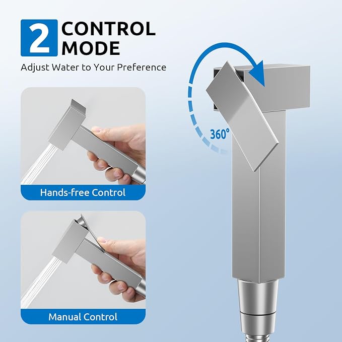 Arofa Warm Water Bidet Sprayer for Toilet with Hot and Cold Rough-in Valve, Hands-Free Handheld Jet Spray with Adjustable Water Flow, Square Toilet Sprayer with Bidet Hose for Feminine Wash