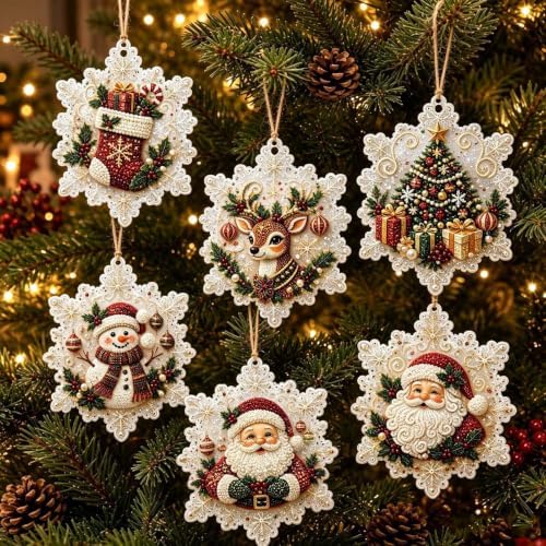 6PCS Christmas Ornaments DIY Pearl Diamond Art Kits for Adult Holiday
