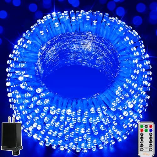 Ollny Christmas Lights Outdoor 800LED 262FT, Blue Plug in Fairy Lights with Remote, 8 Modes Waterproof Timers Dimmable LED String Lights for Indoor House Outside Bedroom Patio Balcony