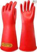 Class 2 High Voltage Electrical Insulated Gloves, 20KV Tested (Max Use 10KV) - Heavy Duty Rubber Electrician Gloves for EV Hybrid Car Repair, Lineman Work & Industrial Maintenance - Red Latex